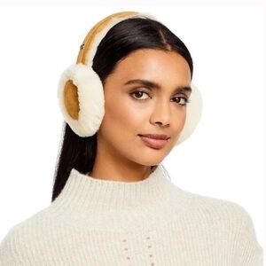 UGG Womens Australia Double U Logo Shearling Earmuff in Chestnut Brown